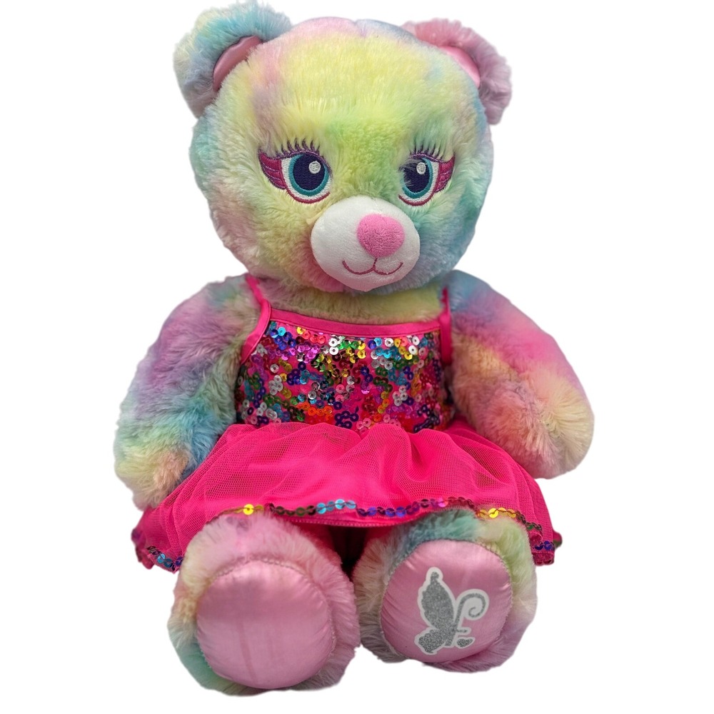 Build A Bear BABW‎ Pastel Rainbow Pink Butterfly Fairy Plush Stuffed Animal EUC